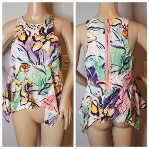 Anthropologie HD in Paris Sleeveless Lucille Peplum Blouse Hankerchief hem sz 6